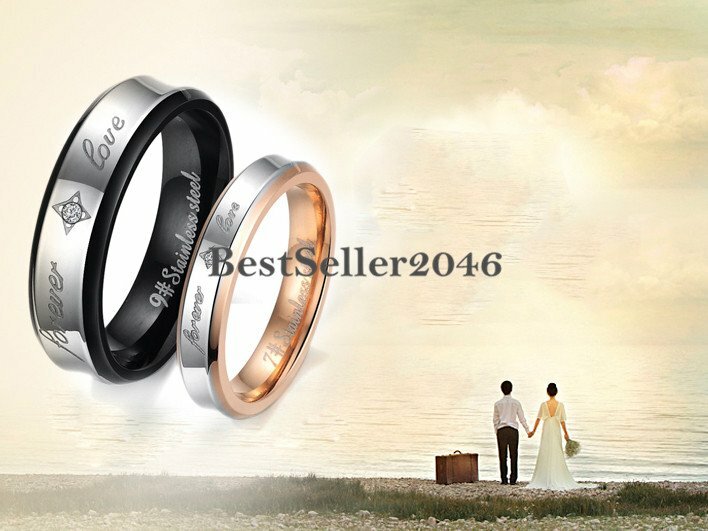 “Forever Love” Engagement Promise Ring Men Women Stainless Steel Wedding Band
