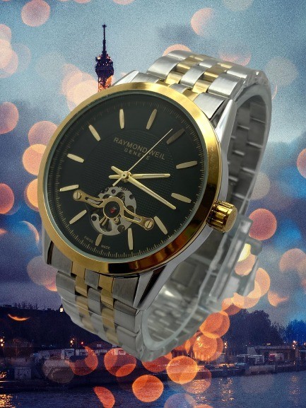 Beautiful Two-Tone Raymond Weil Geneve Black Dial Refurbished Automatic Watch