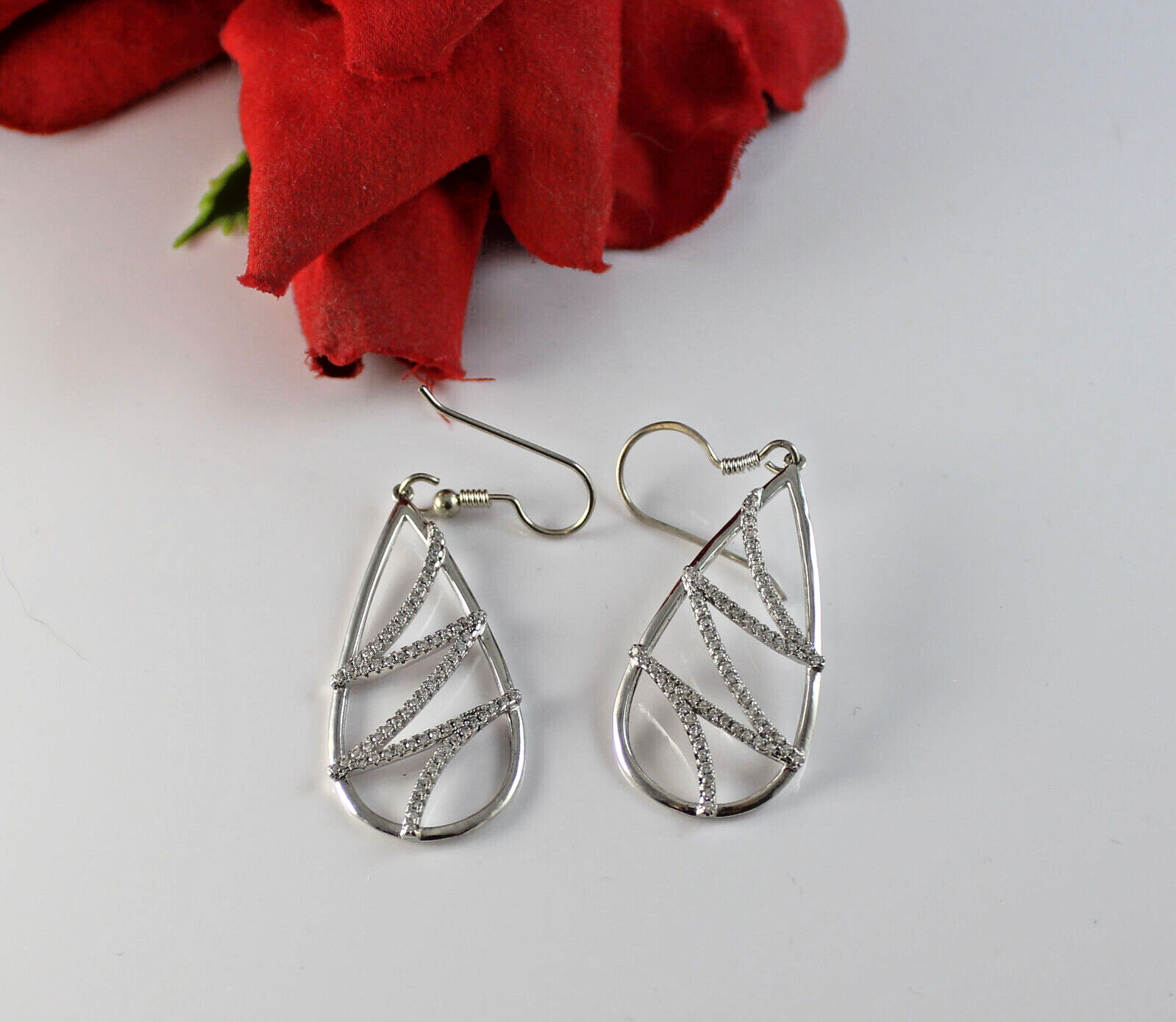 Sterling Silver Simulated Gemstone JJJ Sparkling Pierced Earrings CAT RESCUE