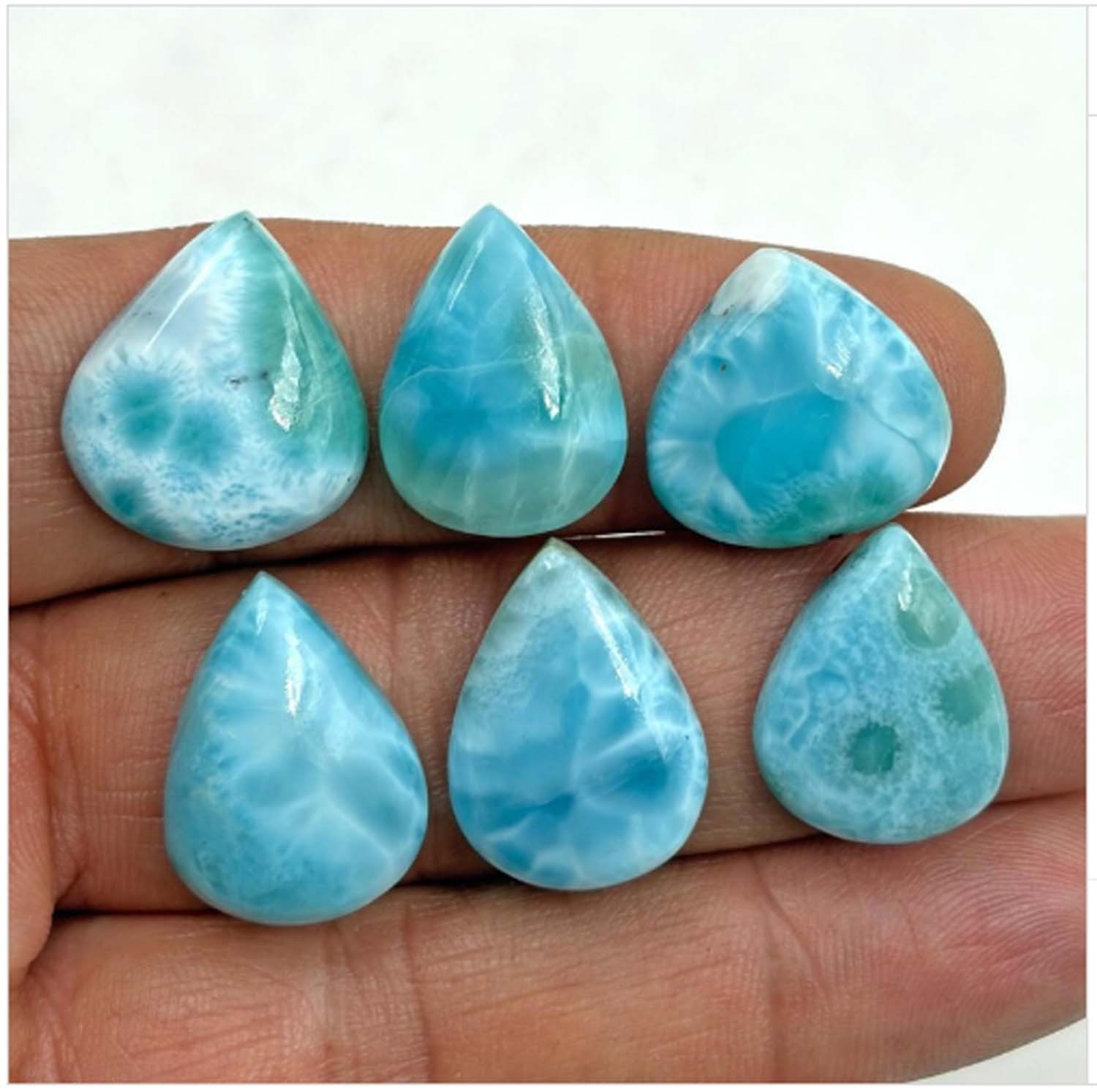 Parcel 6 Pcs Dominican Natural Larimar 100 Cts Hi-Grade Cabochon Loose Gemstones