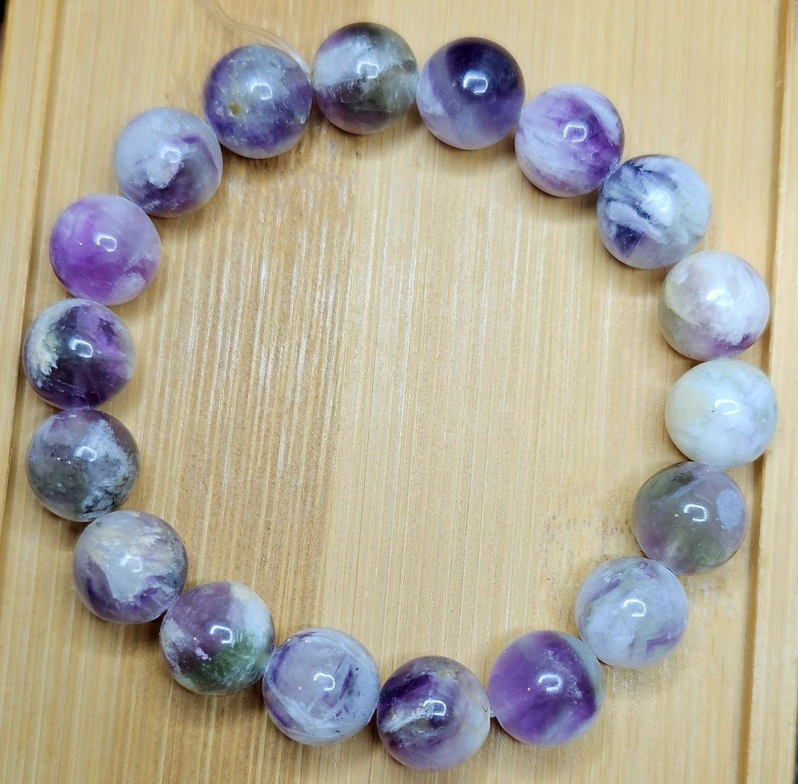 Feather Fluorite Natural Crystal Bracelet 11.8mm