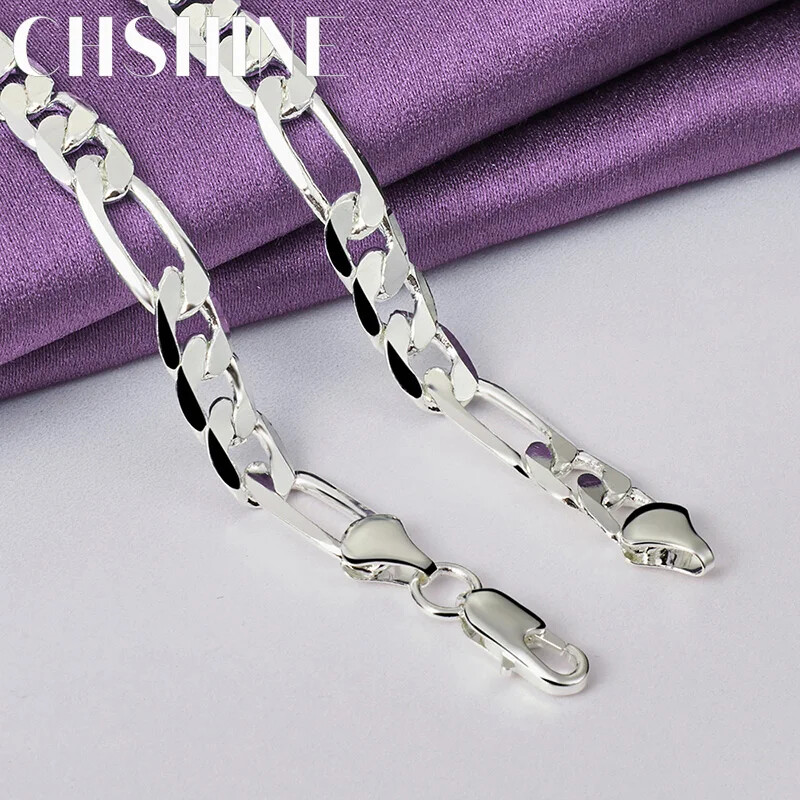 CHSHINE 925 Sterling Silver 8mm Men’s Chain 16-24 Inch Necklace Charm Jewelry