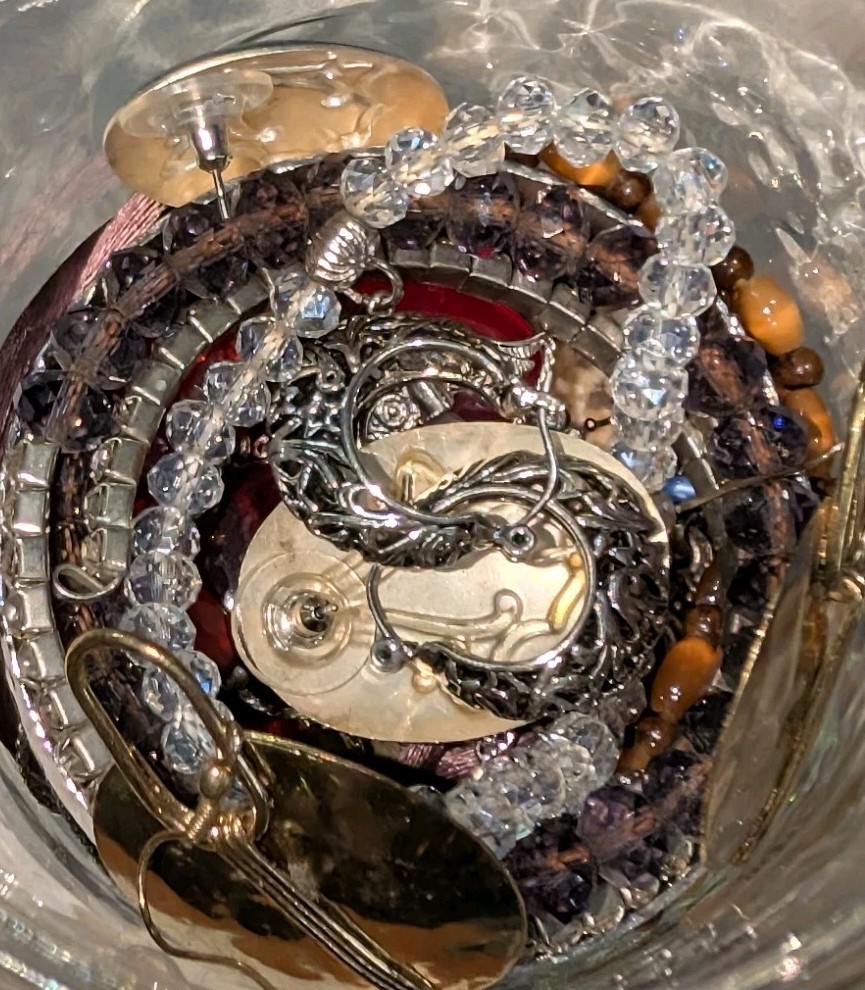 Curated Mystery Jewelry Jar Of Pre Loved Wearable Pieces 1960s-Now, W/Sterling