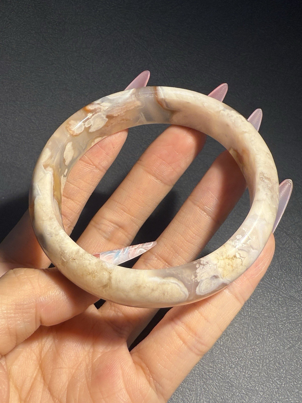 58.3mm Madagascar Sakura Agate Cherry Blossom Bangle/Flowers Blossom