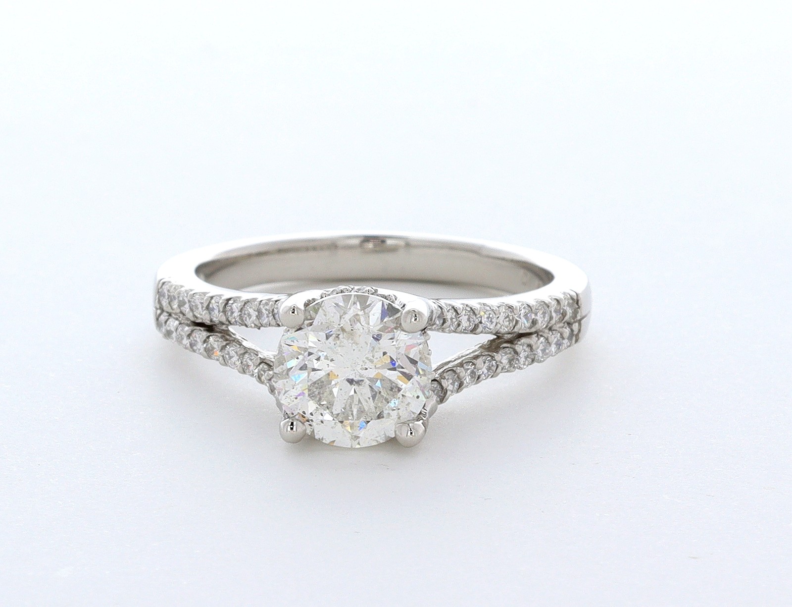 Side Stone Engagement Ring Platinum Halo 2.49 CT Round Lab-Grown Diamond E SI1