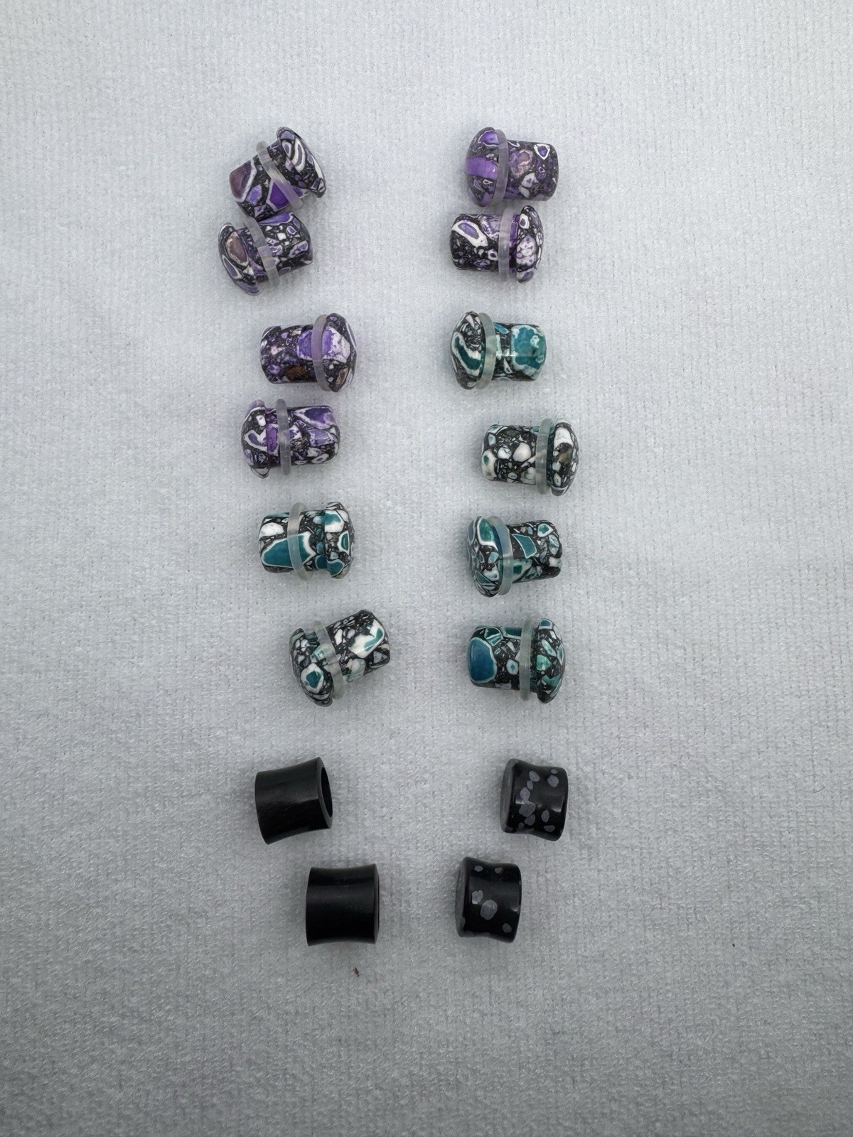 8 Pair 00g 10mm Natural Stone Ear Gauges Explorer Collection