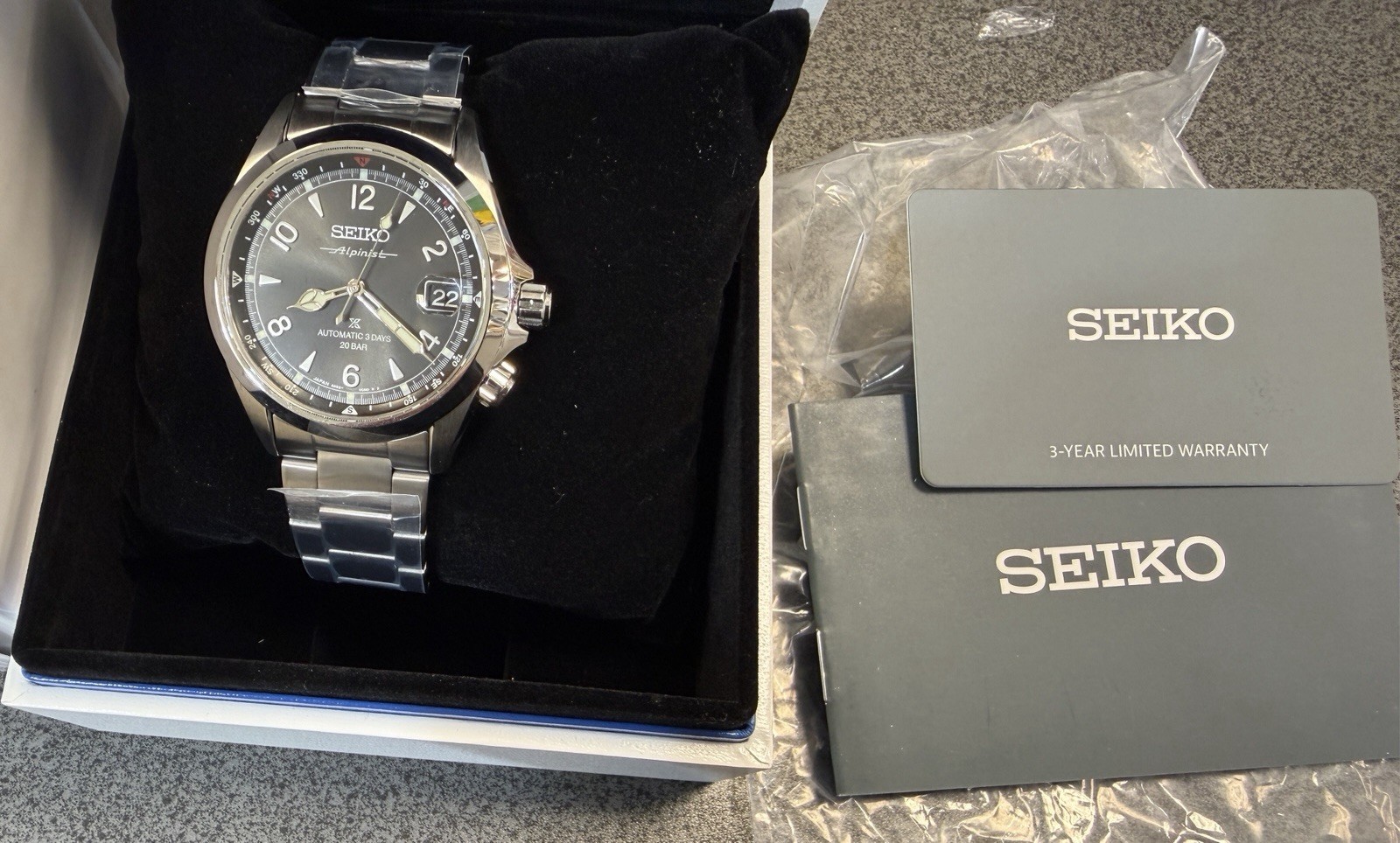 Seiko Prospex Alpinist Black Dial Steel Bracelet Watch SPB505 New With Tag Japan