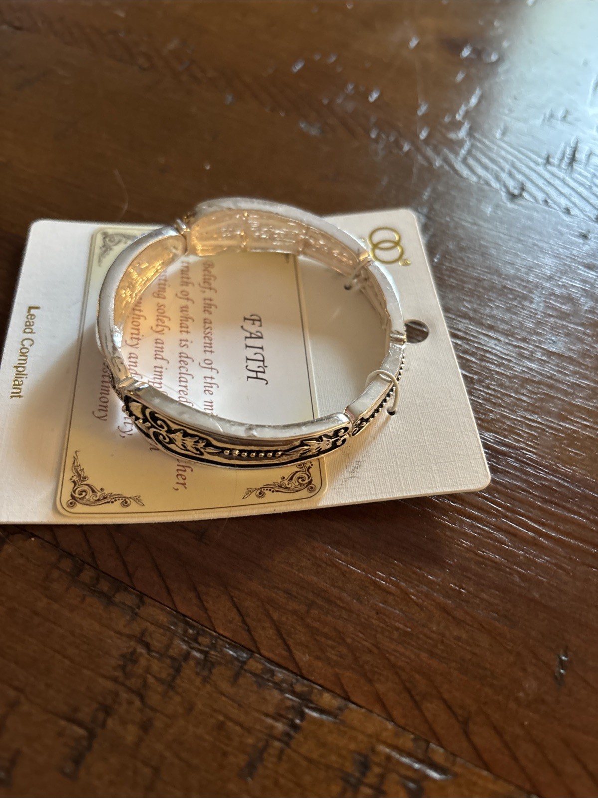 Silver Toned Faith Bracelet New Stretches To Fit