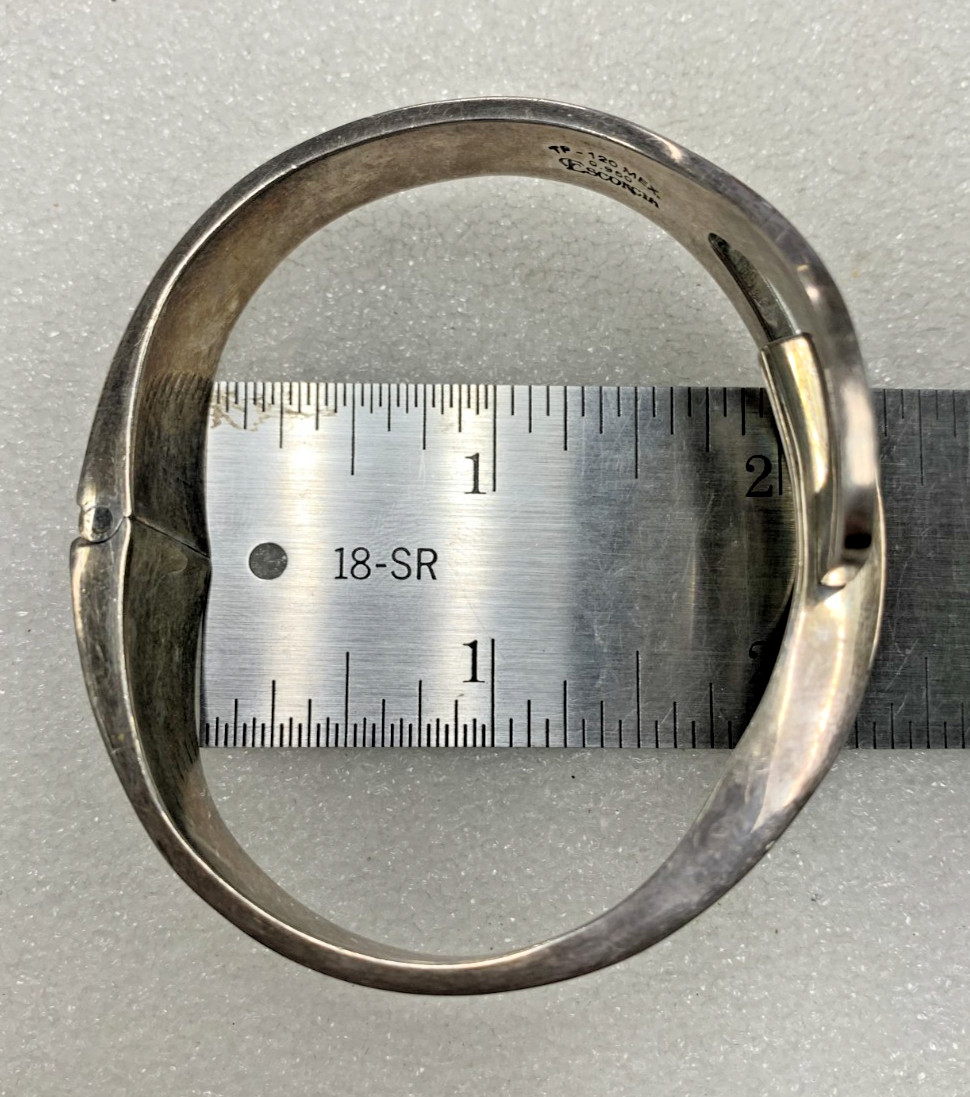 Escorcia Mexico Sterling Silver Modernist Hinged Cuff Bracelet Signed – 138B
