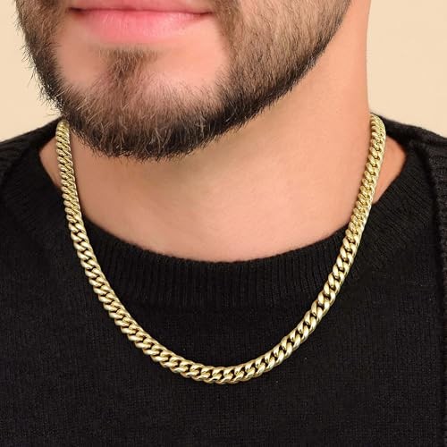 Gold Cuban Link Chain for Men Mens 20 in (51 cm) 8mm Width – 18K Gold Plated