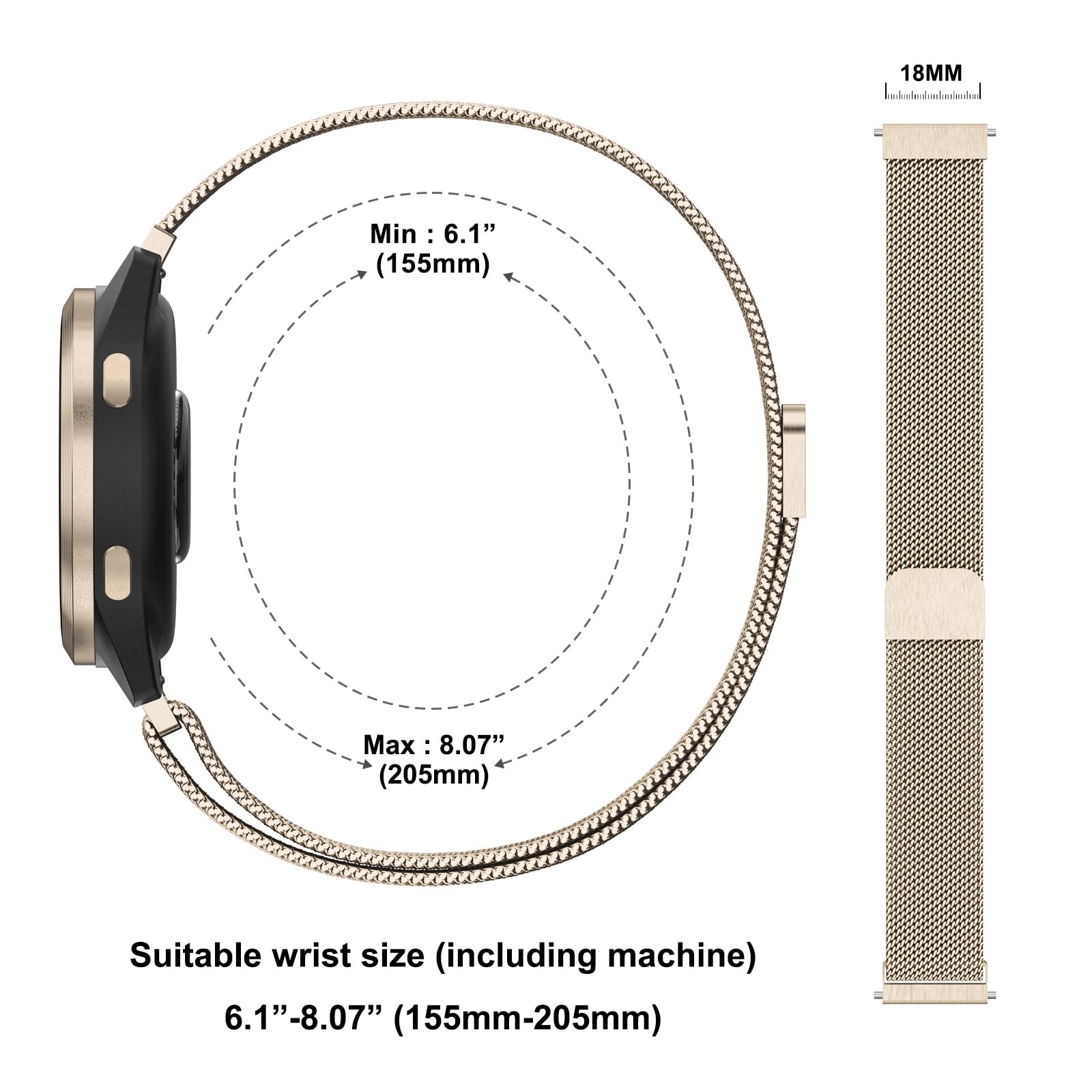 18mm Metal Bands for Garmin Venu 3S / Venu 4 41mm / Venu 2S / Vivoactive 4S /…