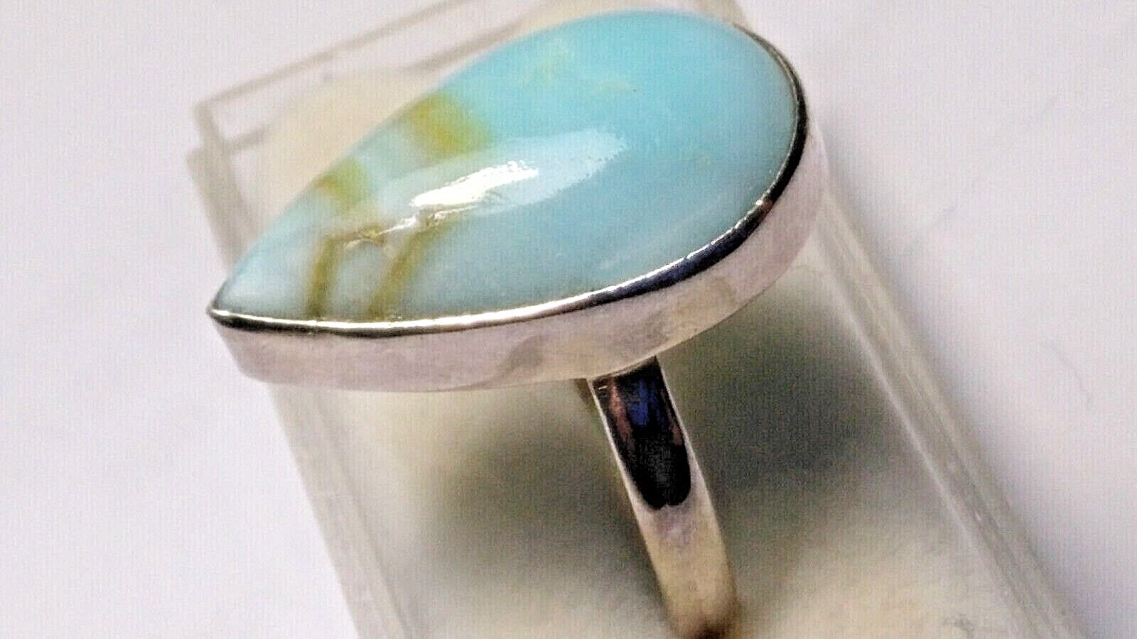 AESTHETIC NATURAL LARIMAR IN STERLING SILVER.925 RING SIZE 8.75-9.0!