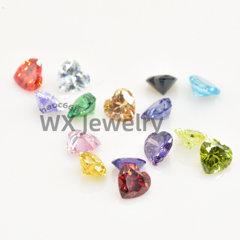 3×3-10x10mm Heart Cut 15pcs each color 1pcs ,Loose cubic Zirconia Stone