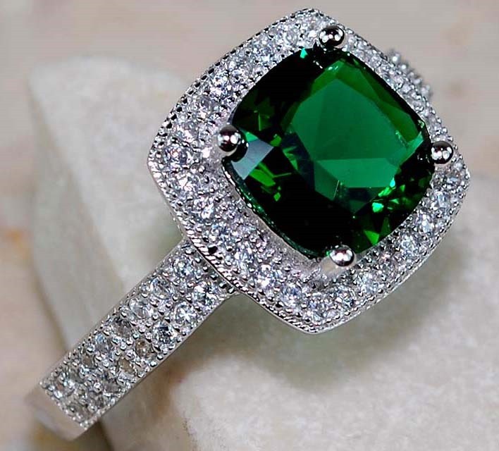 3CT Heat Treated Green Tourmaline 925 Solid Sterling Silver Ring Sz 6 MB1-6