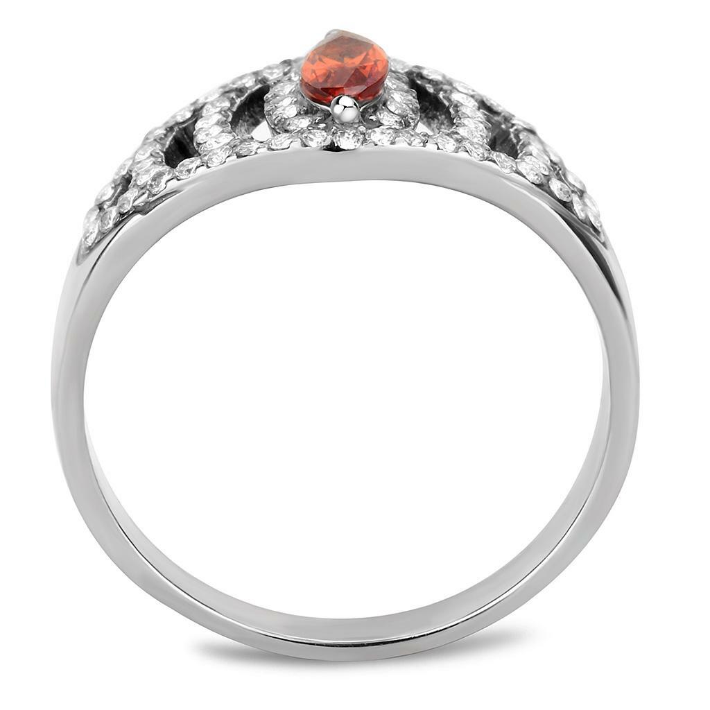 DA123 – High polished (no plating) Stainless Steel Ring with AAA Grade CZ in