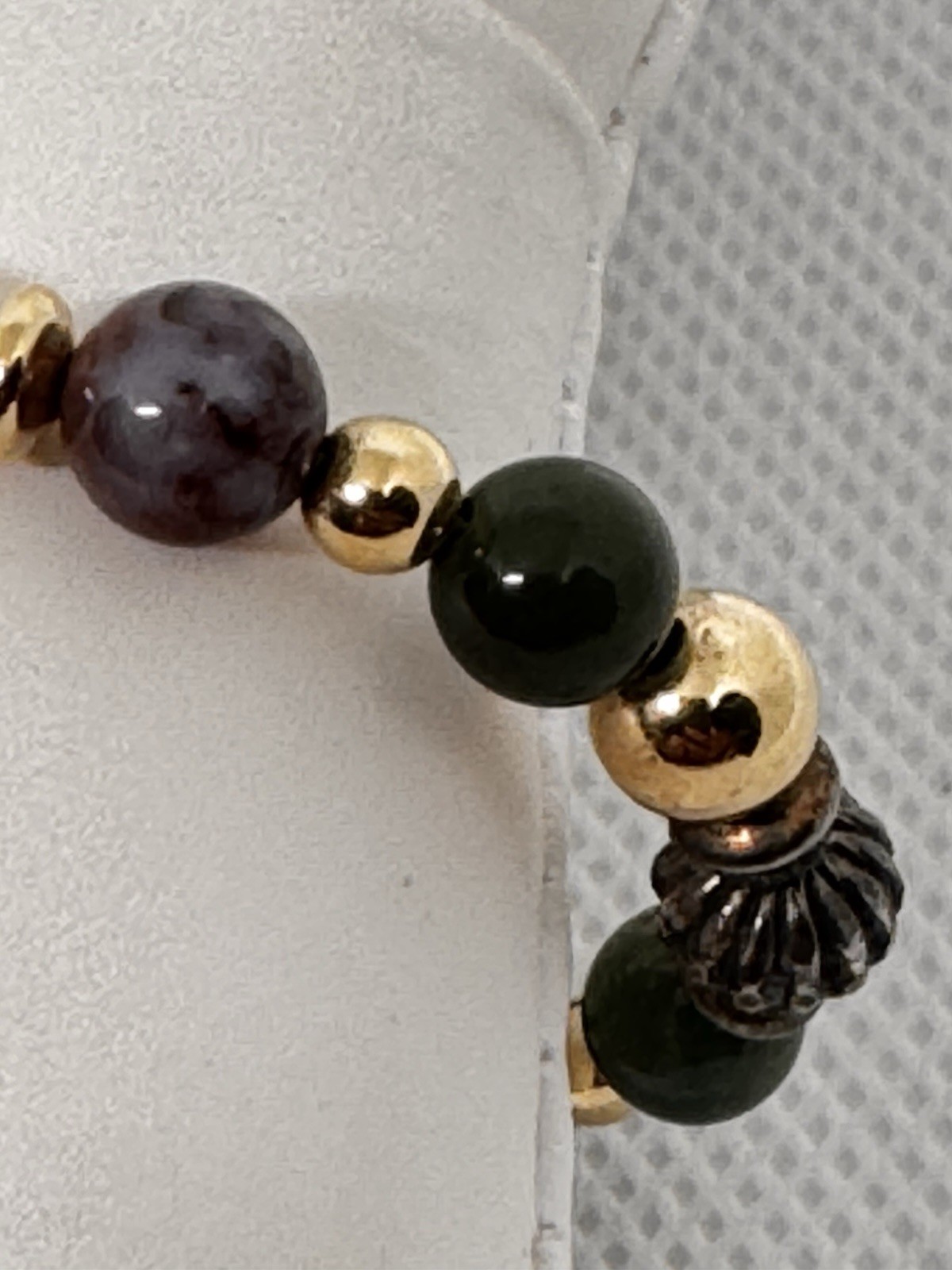 Vintage Sterling Silver NANA Bracelet 8.5” 22.4g Natural Jade Beads Toggle