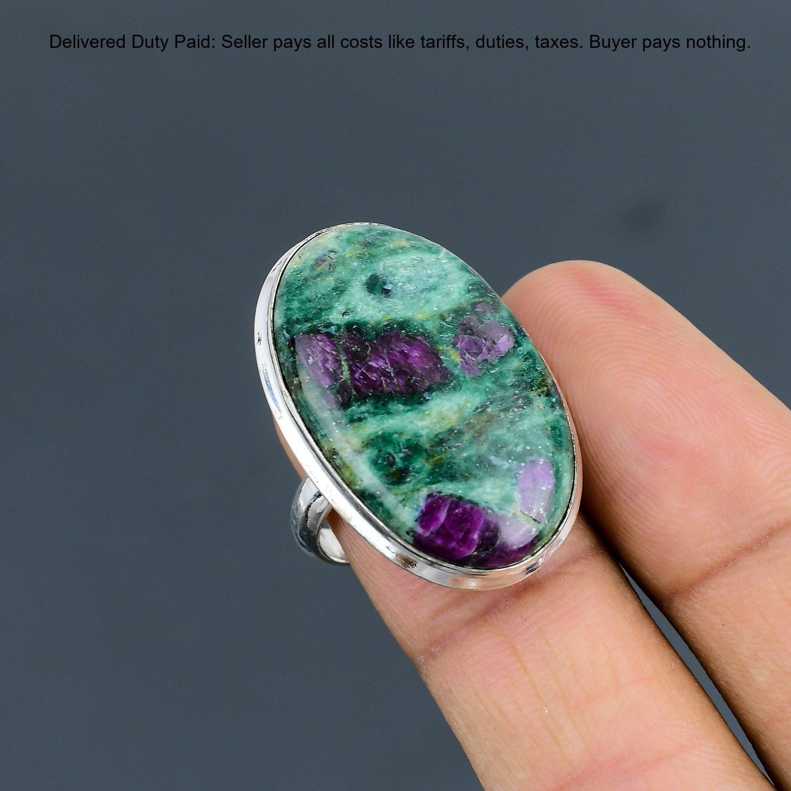 Valentines Deal Natural Ruby Fuchsite 925 Sterling Silver Promise Ring Jewelry