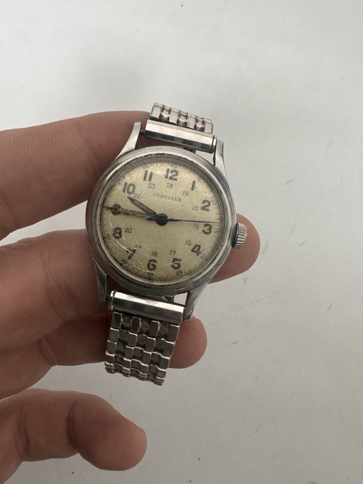 Vintage 1945 Longines WWII Military watch 24 hour dial Caliber 10L 33mm