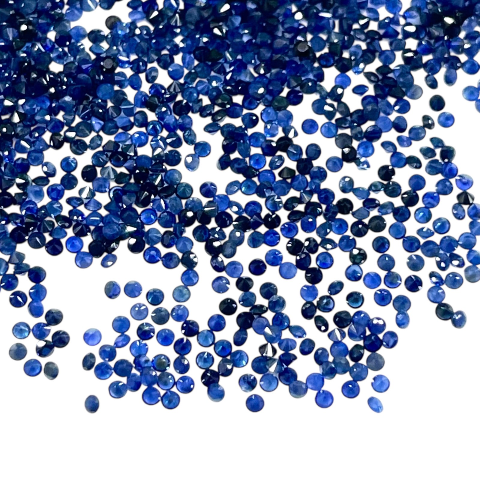 100 Pcs Natural Ceylon Blue Sapphire 1.2mm Round Diamond Cut Loose Gemstones Lot
