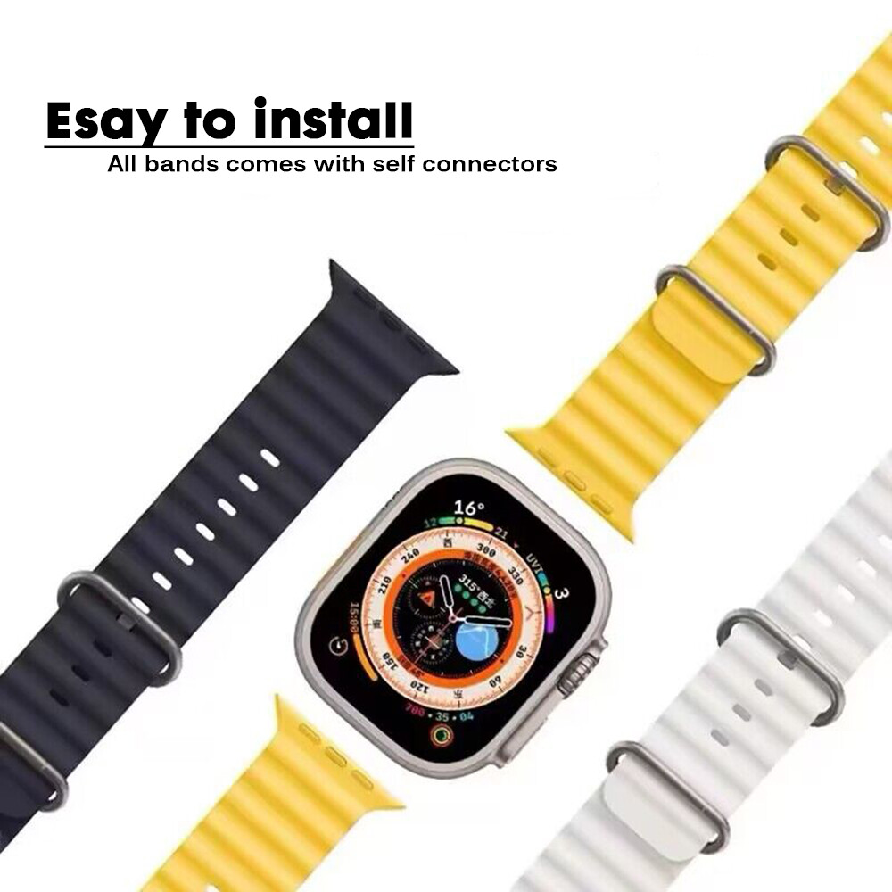 Ocean Band for Apple Watch 11 10 9 8 7 6 Silicone Sport Strap 44/41/45/49mm