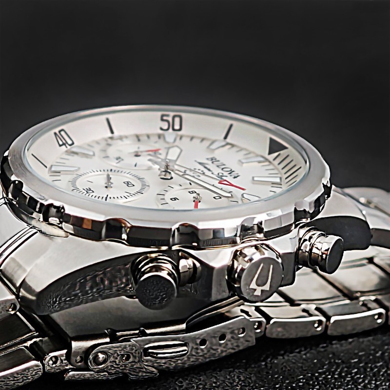 Bulova 96B255 Marine Star Chronograph Men’s White Watch 43 mm