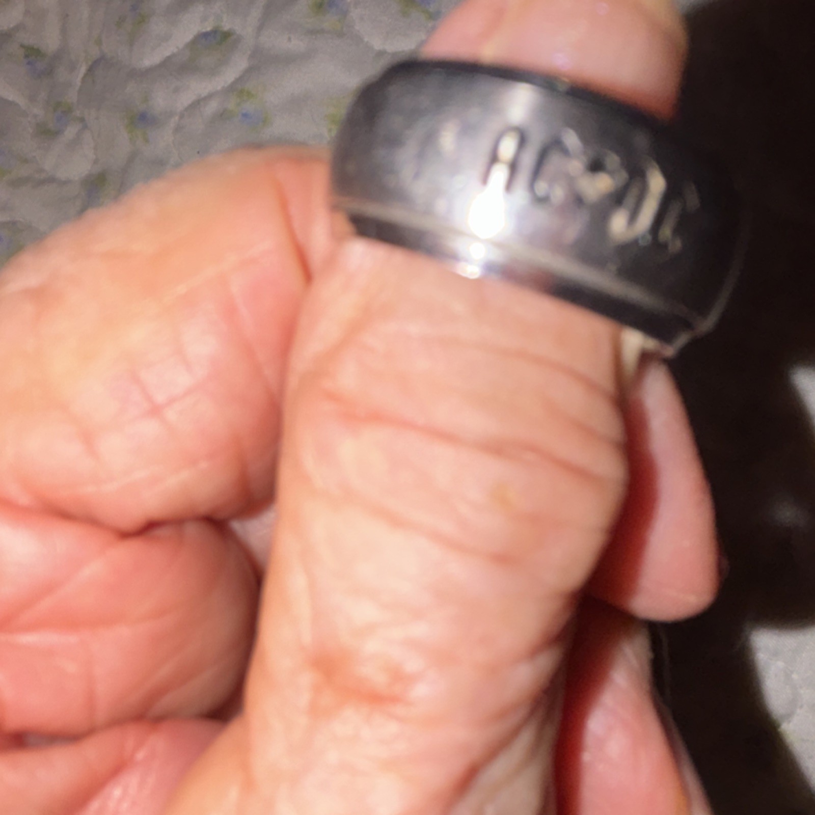 AC/DC Silver Band Ring for Men Engraved Music Theme Round Metal No Stone Style