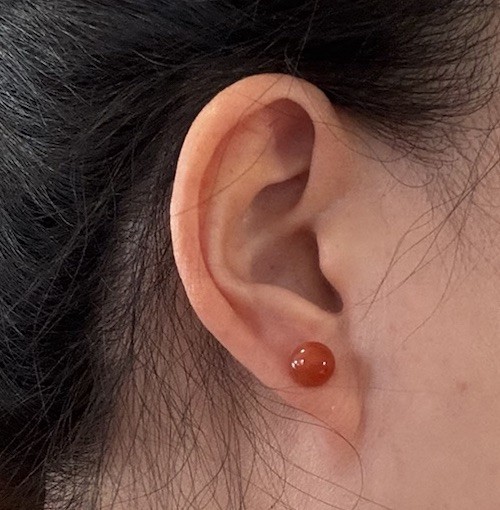 Sterling Silver nanhong agate 7.2mm round s925 Stud Earrings new in box freeship