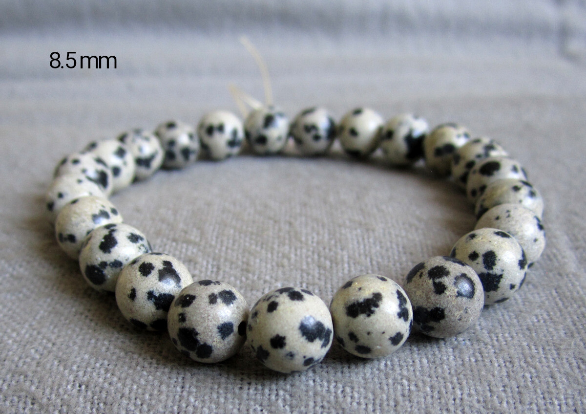Dalmatian Jasper Bracelet – Balls Ø 6.5 + 8.5 mm / 15-22 cm – Elastic