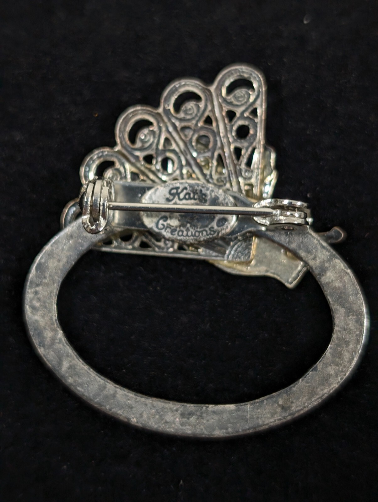 Kats Creations Silver Tone Angel Oval Brooch Pin