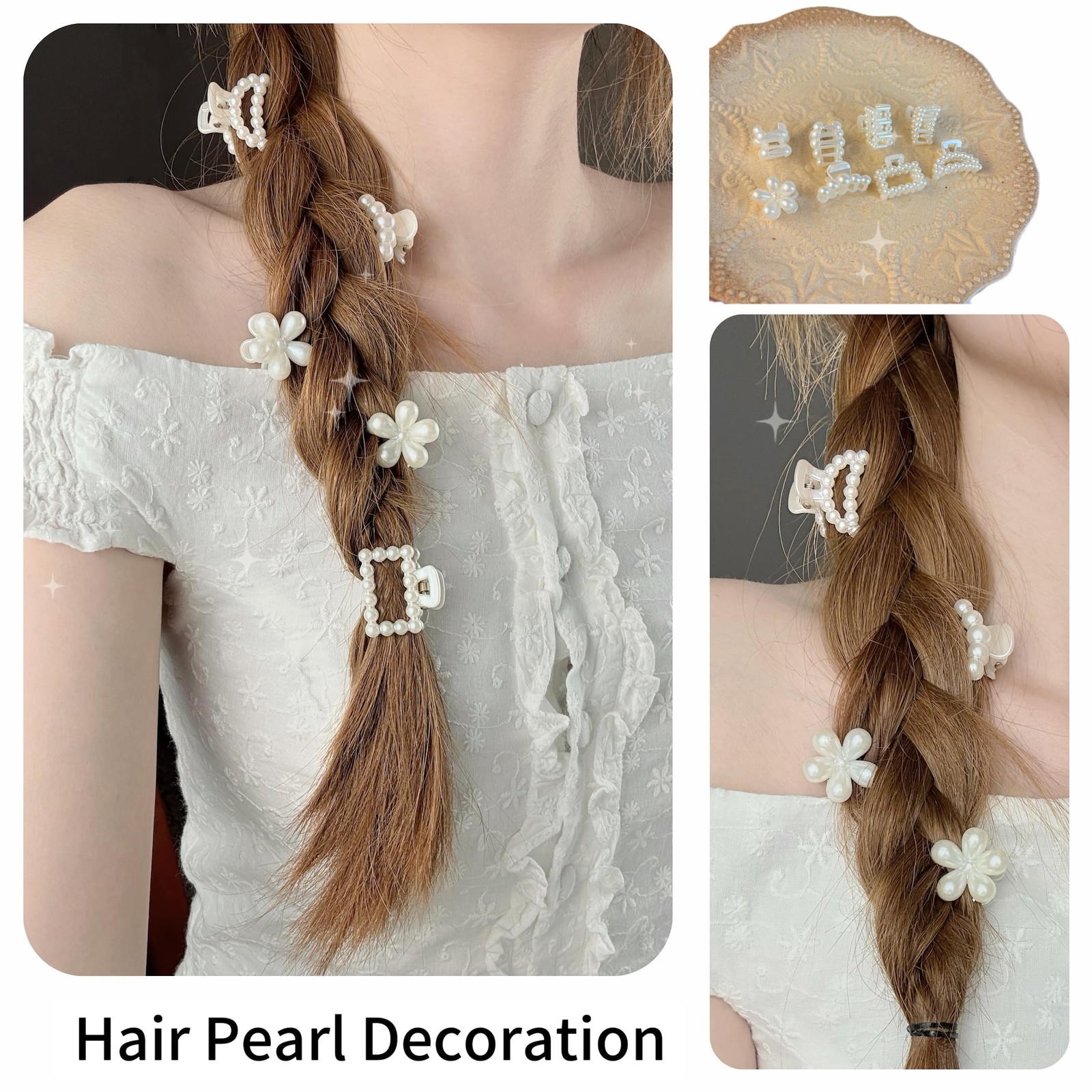 8 Pcs French Mini Pearl Hair Clips for Women Girls Resin Cute Claw Clips Non …