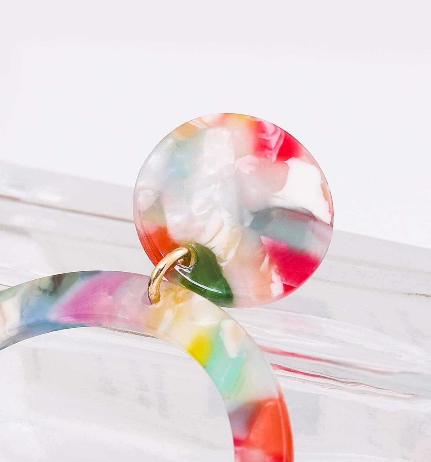 Acrylic Drop Dangle Earrings Geometry Circle Tortoise Shell