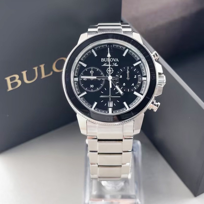 Bulova Marine Star Series C 96B272 Men’s Black Dial Stainless Steel Quartz Watch