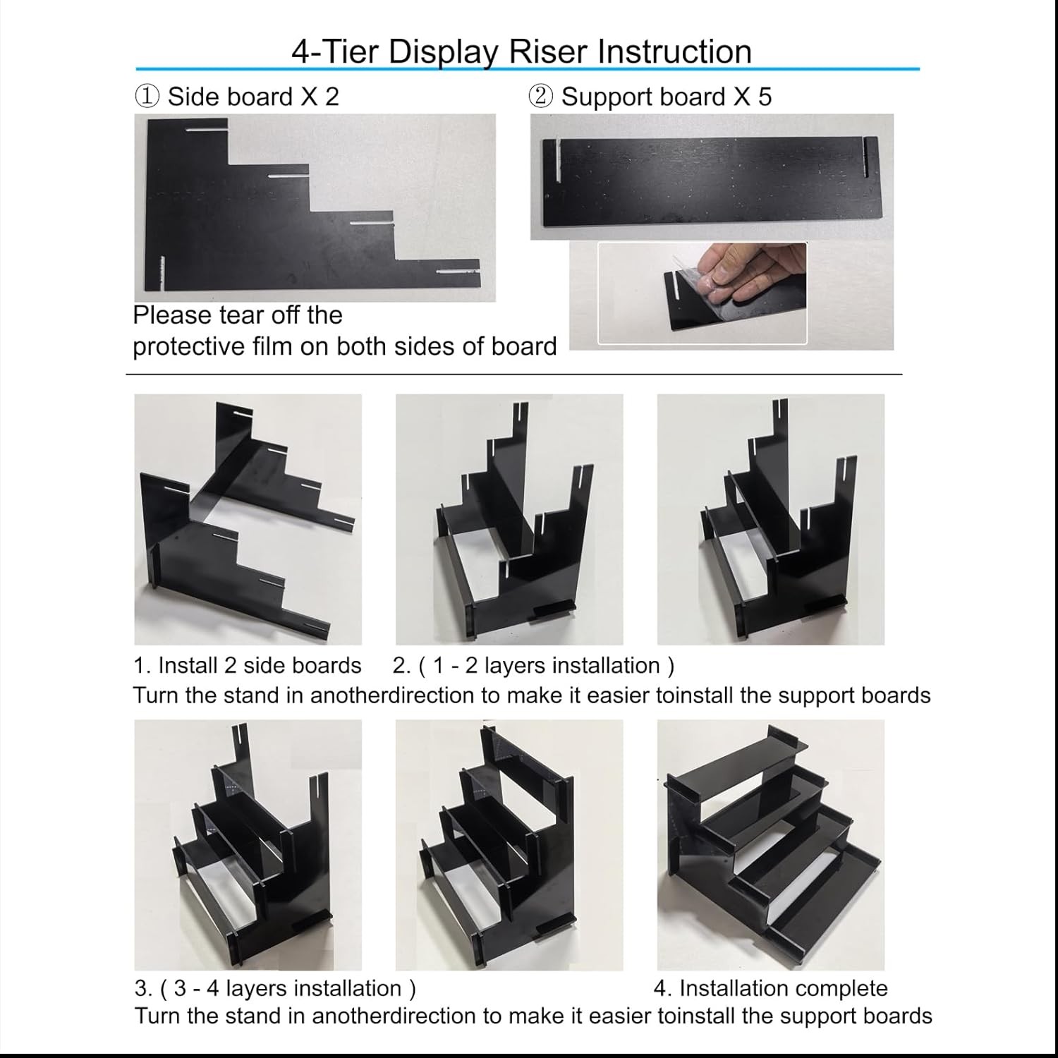 4-Tier Black Acrylic Display Risers Perfume Organizer Cupcake Stand Funko POP Di