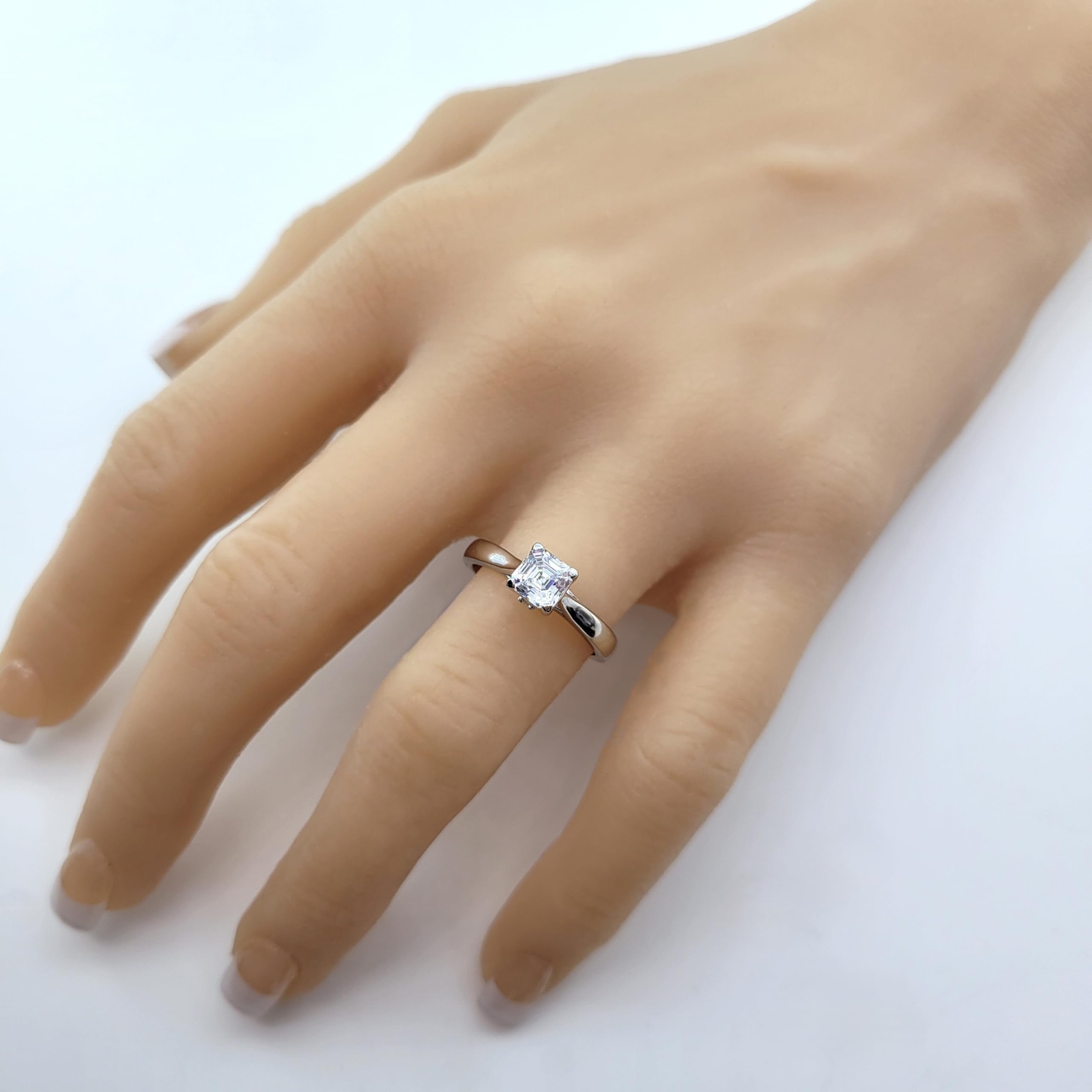 NANA Sterling Silver Asscher Cut Lucita Solitaire Engagement Wedding Ring