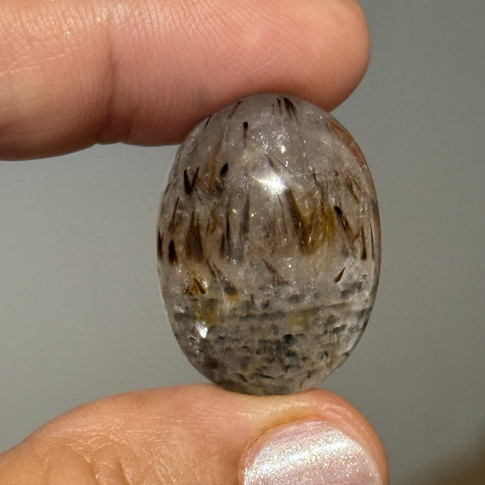 35ct 25.5x19x9.5mm Smooth Oval Cacoxenite Cabochon High Dome Power Stone