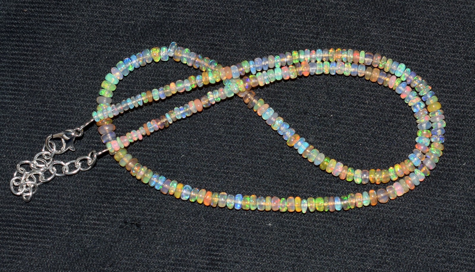 16″Natural Ethiopian Opal Wello Fire Opal Gemstone Bead Necklace Size 3-4 MM