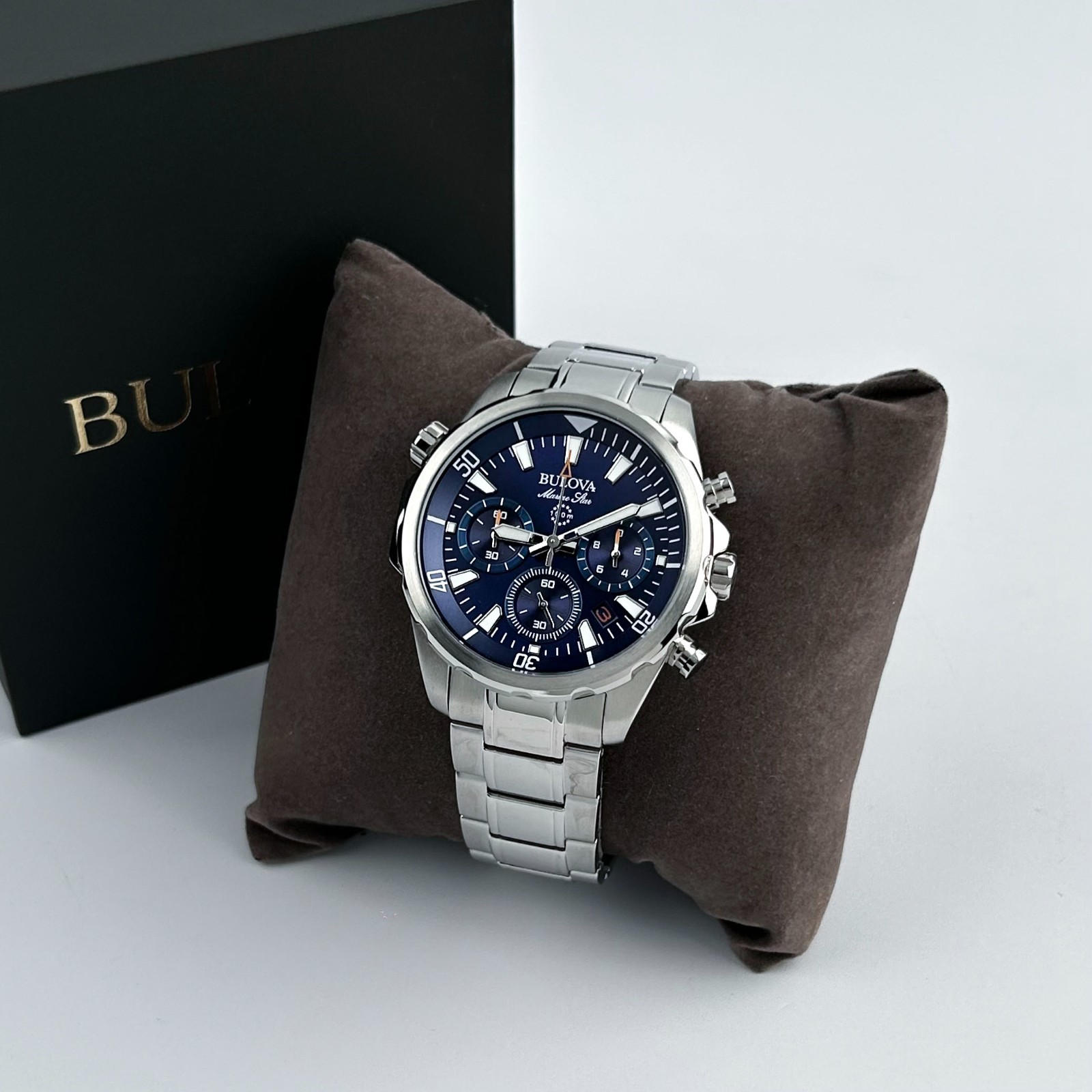 Bulova Classic Marine Star Blue Dial Chronograph 96B256 Men’s Quartz Watch