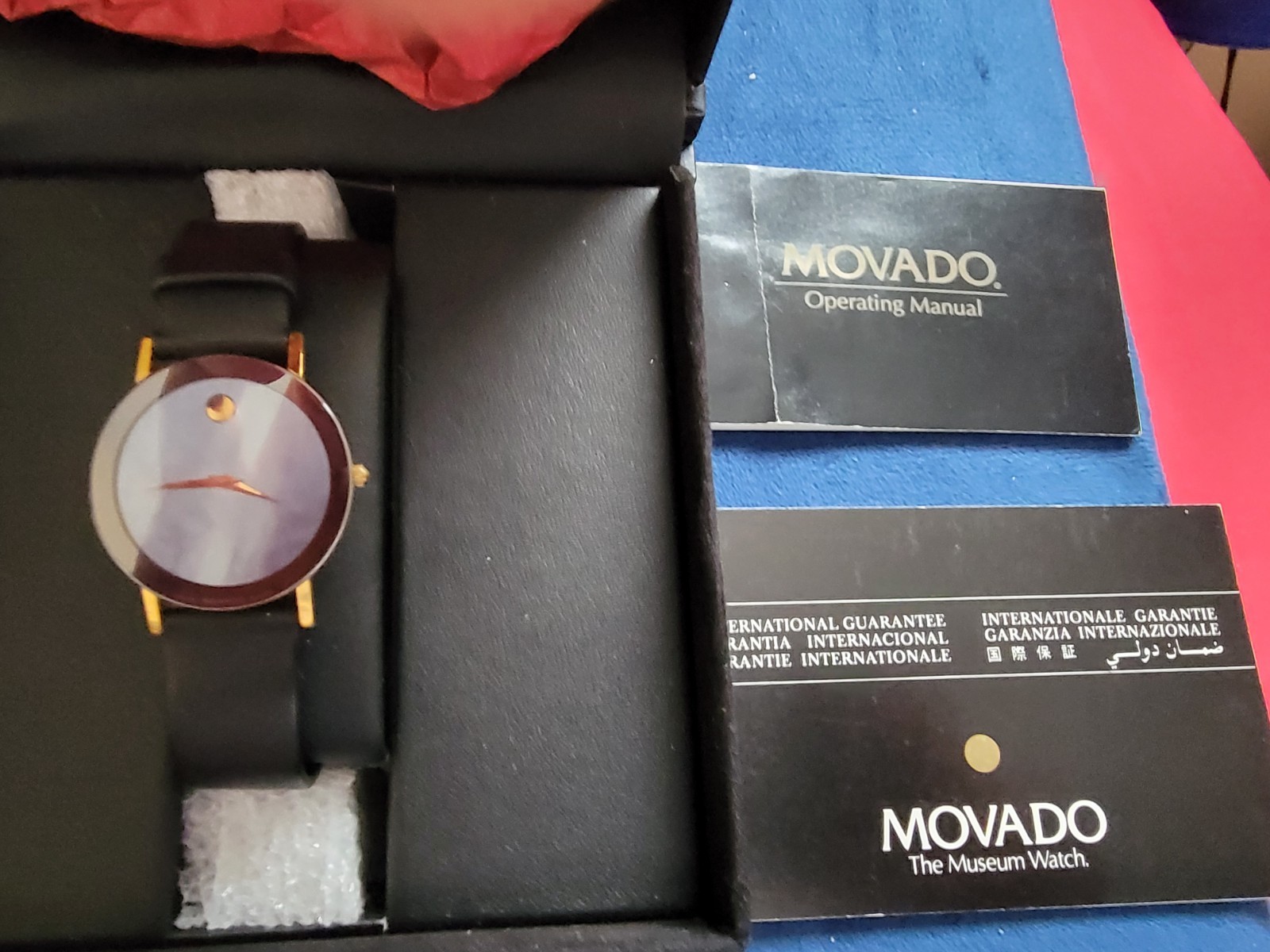RARE Vintage Mens Movado SAPPHIRE 31mm THIN BLUE MOTHER of PEARL 87-40-882