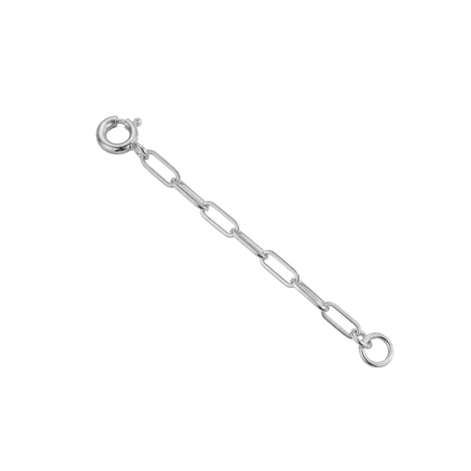 10k Solid White Gold 2mm Paper Clip Extender Necklace 1″ to 10″