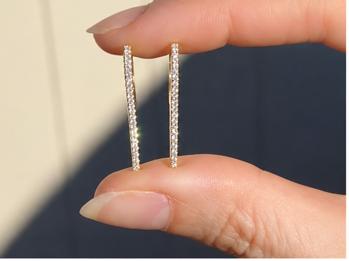 2Ct Moissanite Dangle Hoop Earrings VVS1-D Excellent Cut 14K Yellow Gold Plated