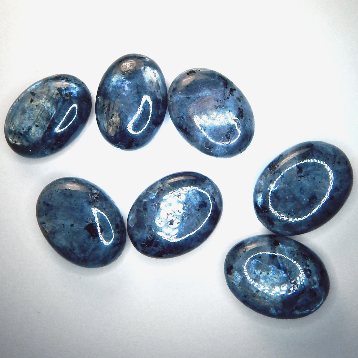 15ct Larvikite Labradorite Silver Blue Flash Oval Bead Natural Mined Norway
