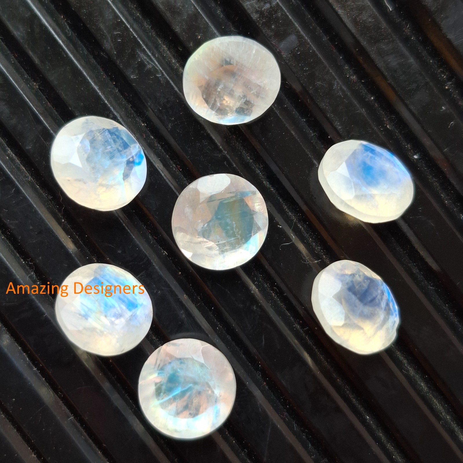 Natural Rainbow Moonstone Round Faceted Cut 3mm to 15mm Loose Gemstone