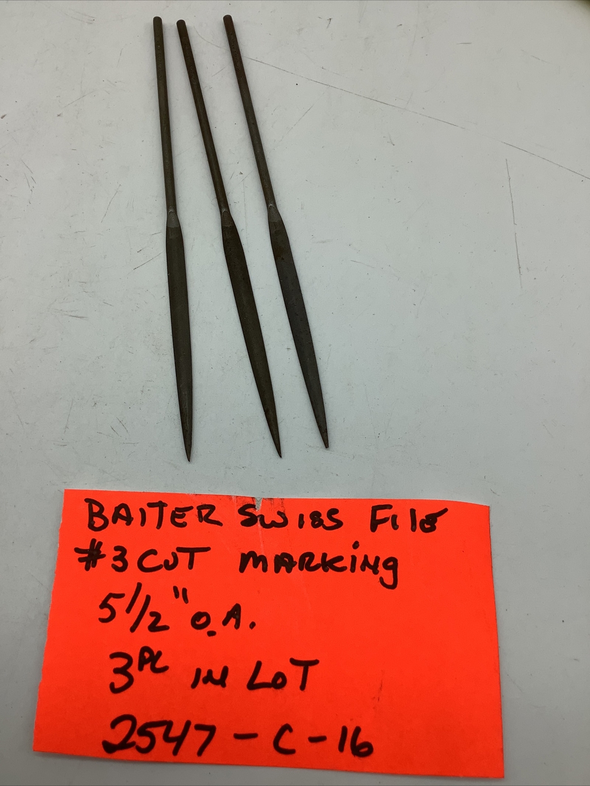 Baiter Swiss Files, Marking Type, #3 Cut, 5 1/2”,(3 Pc In Lot)2547- C-16