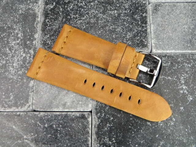 New 26mm Genuine HORWEEN ® Leather Watch Band Brown Strap PANERAI Tongue Buckle