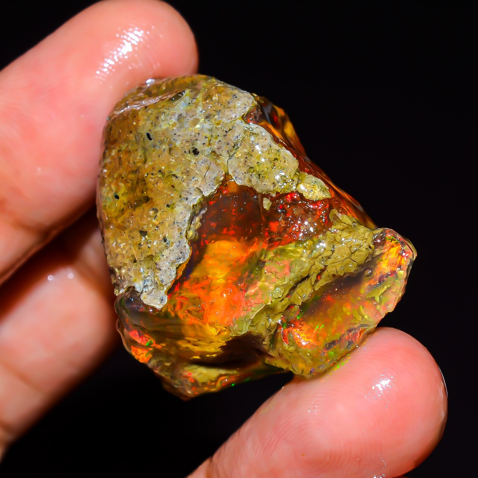 Ethiopian Opal Rough Gemstone Fire Opal Loose Gemstone Raw 29X26X18mm 46Ct