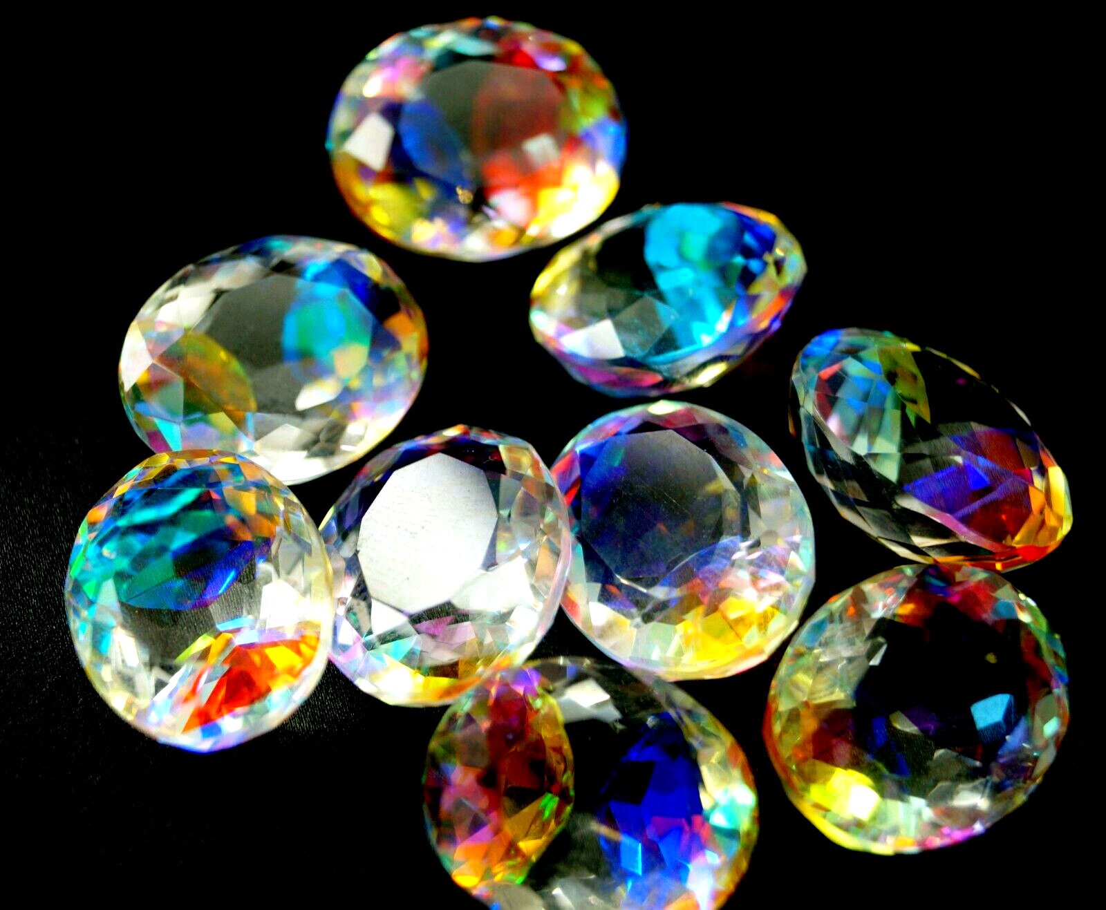 130 Ct+ Natural Rainbow Color Oval Cut Mystic Topaz Certified Loose Gemstone Lot