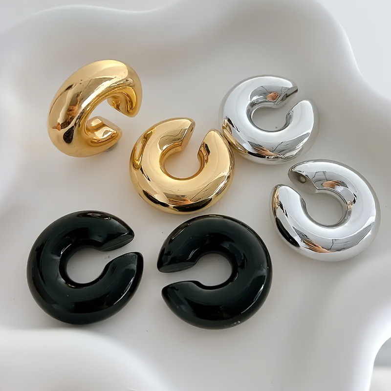 Women’s Chunky Ear Cuffs Ins Style Fashion Earrings Gold Silver Black