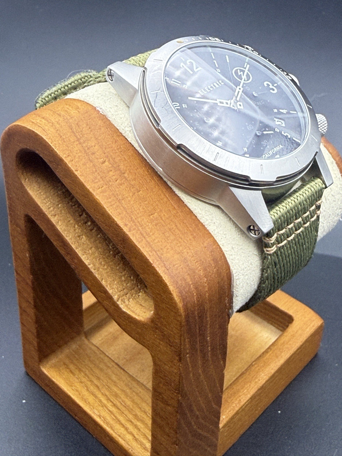 Electric FW02 Chronograph Watch Black Dial Olive Green Nylon Strap Box & Papers