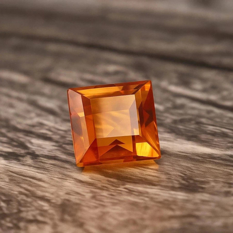 Natural Ceylon Orange Sapphire 10.01 Ct Princess Cut Certified Loose Gemstone