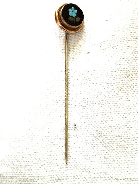 Victorian Minature Pietra Dura Forget Me Not Stickpin